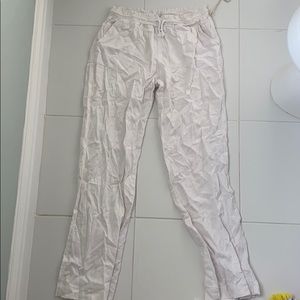 White linen beach pants